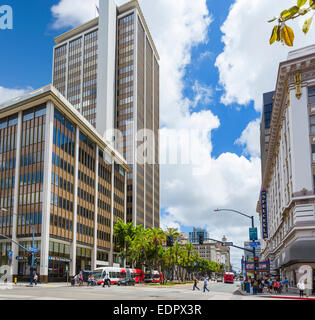 Broadway et First Avenue dans le centre-ville de San Diego, Californie, USA Banque D'Images