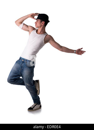 Jeune homme de la hanche faisant une danse de routine Banque D'Images