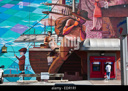 Baltimore, Maryland, Fells point,cette image est d'une murale murale à Fells point, à Baltimore, Maryland, États-Unis dépeignant son histoire Banque D'Images