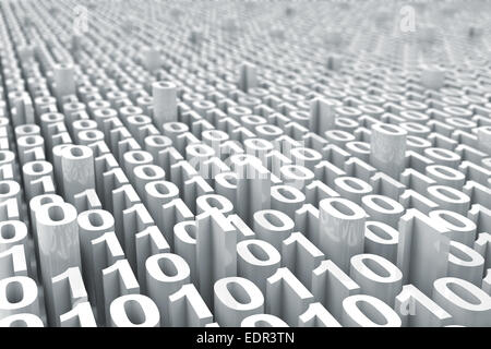 Abstract white digital binary code background with depth of view Banque D'Images
