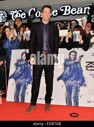 Séoul, Corée du Sud. 8 janvier, 2015. L'acteur Keanu Reeves participe à une première pour son nouveau film 'John Wick' à la Megabox centre commercial COEX à Séoul, Corée du Sud, le 8 janvier 2015. Credit : AFLO/Alamy Live News Banque D'Images