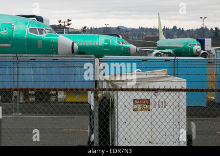 Boeing 737 d'attendre la peinture à l'usine Boeing de Renton, où toutes les 737 sont construites à Renton, Washington. Banque D'Images