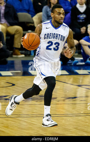 Omaha, NE USA. 07Th Jan, 2015. Creighton Bluejays James garde Milliken # 23 en action lors d'un match de basket-ball NCAA DePaul Blue Demons entre et Creighton Bluejays à Century Link Centre à Omaha, NE.DePaul a gagné 70-60.Michael Spomer/Cal Sport Media/Alamy Live News Banque D'Images