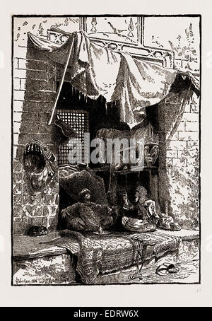 Les illustrations DU CATALOGUE DE L'INSTITUT ROYAL DES PEINTRES DANS DES COULEURS DE L'EAU, 1886 Bazar : Gossip, par Charles Robertson Banque D'Images