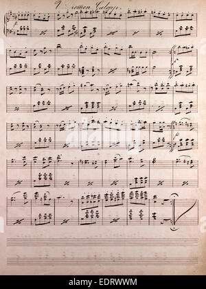 Partitions manuscrites, notes de musique, 19e siècle. galopp Banque D'Images