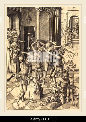 Israhel van Meckenem (Allemand), ch. 1445-1503), la Flagellation, ch. 1480, gravure Banque D'Images