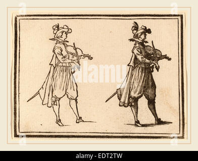 Edouard Eckman après Jacques Callot (flamande, né c. 1600), violoniste, 1621, gravure sur bois Banque D'Images