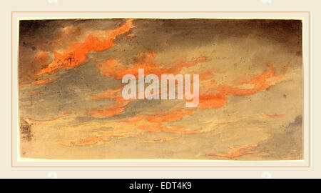 James Hamilton, Shegogue au coucher du Soleil, nuages, Américain, 1806-1872 Aquarelle sur mine de plomb Banque D'Images