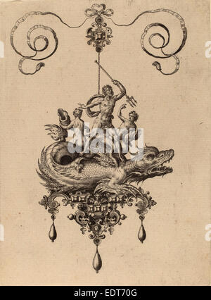 Hans Collaert (Flamand, 1566 - 1628), bijoux Design, 1582, gravure Banque D'Images