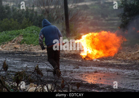 Kfar Qaddum, Cisjordanie, territoire palestinien. Jan 9, 2015. Credit : ZUMA Press, Inc./Alamy Live News Banque D'Images