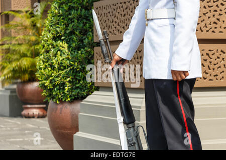 Lifeguard tenir fusil en face du palais royal Banque D'Images