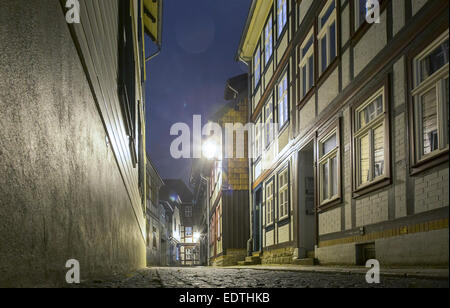 Une rue le soir à Wernigerode, 29 Novembre 2014 Banque D'Images