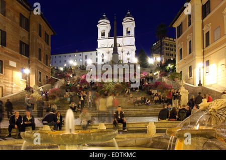 Italien, Rom, escalier de la Trinita dei Monti die Spanische Treppe am Piazza di Spagna, Rome, Italie,escalier de la Trinita de Banque D'Images