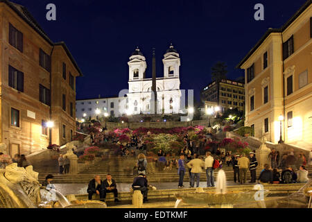 Italien, Rom, escalier de la Trinita dei Monti die Spanische Treppe am Piazza di Spagna, Rome, Italie,escalier de la Trinita de Banque D'Images