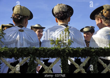 Dans Leonhardifahrt Benediktbeuren, Oberbayern, Deutschland, Leonhard traditionnel défilé, Leonhardifahrt dans les Benediktbeuern, Upper B Banque D'Images