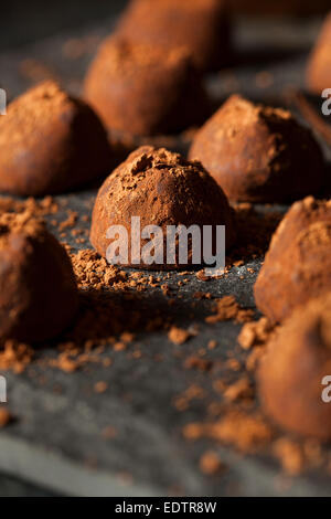 Truffes au chocolat noir fantaisie prêt à manger Banque D'Images