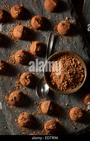 Truffes au chocolat noir fantaisie prêt à manger Banque D'Images