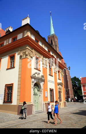 Maison à l'île de la Cathédrale, Ostrow Tumski, Wroclaw, la Basse Silésie, Pologne, Europe Banque D'Images