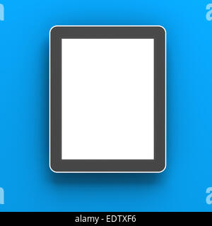 Tablette numérique générique contre fond bleu, 3D render Banque D'Images