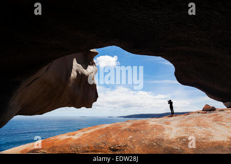 Vue sur la mer depuis le Remarkable Rocks sur Kangaroo Island, Banque D'Images