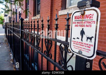 Chicago Illinois,Lower West Side,panneau,avertissement,les déchets de chien attirent les aliments pour rats,fin,nettoyage,IL140907087 Banque D'Images