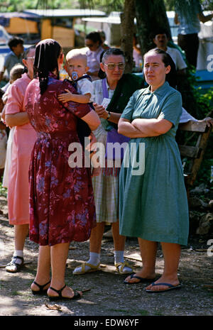 Les mennonites au règlement Spanish Lookout farm vente aux enchères, Belize, en Amérique centrale, Juin 1985 Banque D'Images