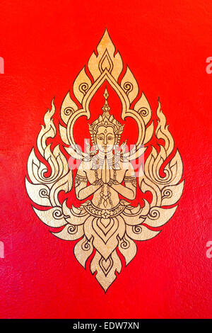 Thai peinture sur mur du temple en Thaïlande (homme angel design) Banque D'Images