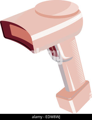 Illustration d'un code-barre lecteur code-barre fait dans l'art déco style retro isolées sur fond blanc. Banque D'Images