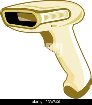 Illustration d'un code-barre lecteur code-barre fait dans l'art déco style retro isolées sur fond blanc Banque D'Images