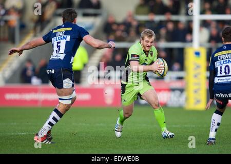 Vente, UK. 10 janvier, 2015. Aviva Premiership. Sale Sharks par rapport à Northamton Saints. Sale Sharks lock Nathan Hines. Credit : Action Plus Sport/Alamy Live News Banque D'Images