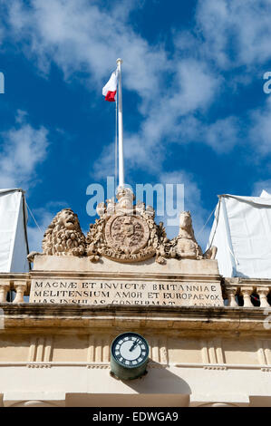 Portico protection principale bâtiment dans La Valette, Malte, Banque D'Images