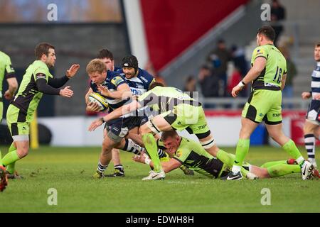 Vente, UK. 10 janvier, 2015. Aviva Premiership. Sale Sharks par rapport à Northamton Saints. Sale Sharks flanker Daniel Braid. Credit : Action Plus Sport/Alamy Live News Banque D'Images