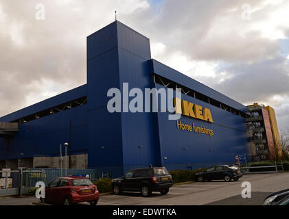 10 janvier 2015 Ikea dans Ashton Sous Lyne a été fermée en raison de dégâts causés par les vents violents qui sévissent dans la région. Banque D'Images