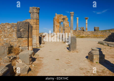 Volubilis, Moulay Idris, Meknès, ruines romaines de Volubilis, Maroc, Maghreb Banque D'Images