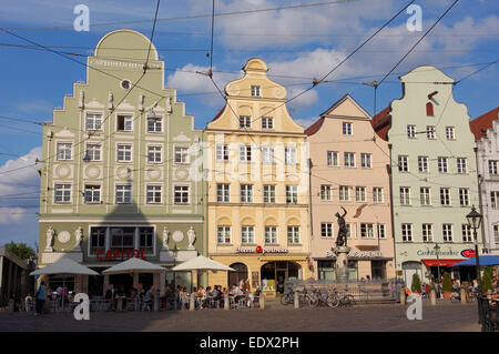 Augsbourg, place du marché, Moritzplatz, rue Maximilianstrasse, Maximilien, Romantische Strasse, Route Romantique, Souabe Banque D'Images