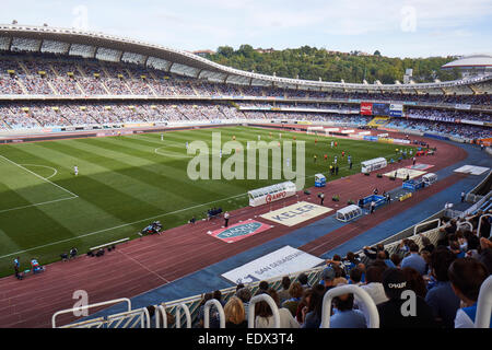 Match de football entre Real Sociedad et le Malaga FC au stade Anoeta Reale Arena Banque D'Images