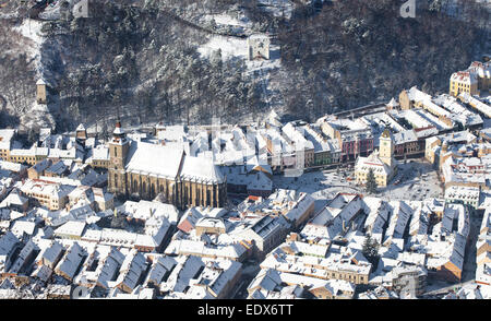 Brasov old city aerial view, Roumanie Banque D'Images