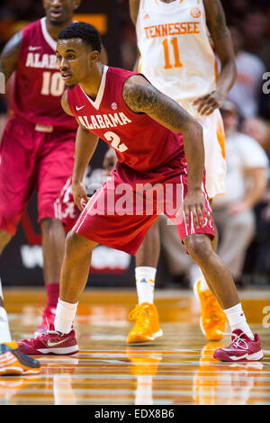 10 janvier 2015 : Ricky Tarrant # 2 de l'Alabama Crimson Tide au cours de la jeu de basket-ball de NCAA entre les bénévoles de l'Université du Tennessee et de l'Université de l'Alabama Crimson Tide à Thompson Boling Arena de Knoxville TN Banque D'Images