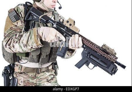 United States Army ranger avec lance-grenades Banque D'Images