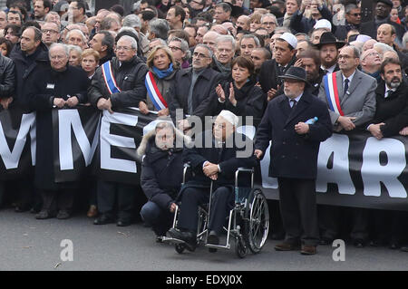 Parti de droite de l'UMP Jean-François Cope, membre Roger Cukierman, président du CRIF (Conseil Représentatif des Associations Juives de France), ancien président de l'union des employeurs français MEDEF Laurence Parisot, Jean-Paul Huchon Président de la région Ile de France, le sénateur du parti EELV Jean-Vincent Place, parti de droite de l'UMP, Valérie PECRESSE, Député, Maire de Lille et député du Parti Socialiste Martine Aubry, Hassen Chalghoumi, imam de la banlieue nord de Paris de Drancy et président de l'Association Française des imams, écrivain français Marek Halter, parti de droite UMP Eric Woerth, membre Joel moi Banque D'Images