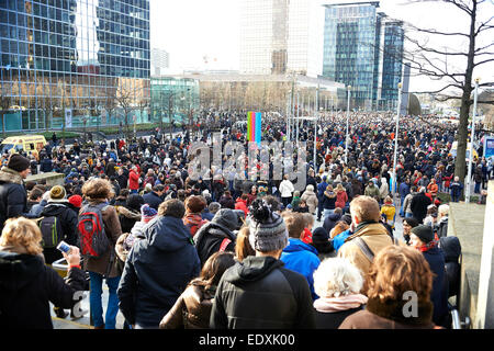 Bruxelles, Belgique. Jan 11, 2015. La manifestation à Bruxelles contre le terrorisme et le soutien à la liberté d'expression après les attaques contre le magazine Charlie Hebdo : Crédit Patrick Bombaert/Alamy Live News Banque D'Images