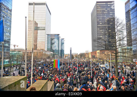 Bruxelles, Belgique. Jan 11, 2015. La manifestation à Bruxelles contre le terrorisme et le soutien à la liberté d'expression après les attaques contre le magazine Charlie Hebdo : Crédit Patrick Bombaert/Alamy Live News Banque D'Images