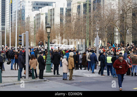 Bruxelles, Belgique. Jan 11, 2015. La manifestation à Bruxelles contre le terrorisme et le soutien à la liberté d'expression après les attaques contre le magazine Charlie Hebdo : Crédit Patrick Bombaert/Alamy Live News Banque D'Images