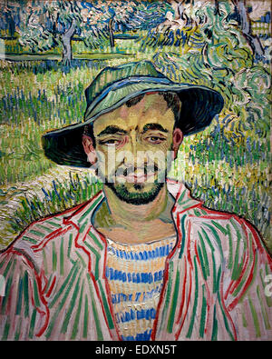 Portrait d'un jeune paysan 1889 Vincent van Gogh 1853- 1890 Pays-Bas Néerlandais Banque D'Images