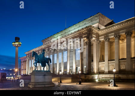 St George's Hall de nuit, le centre-ville de Liverpool, Liverpool, Merseyside, England, UK Banque D'Images