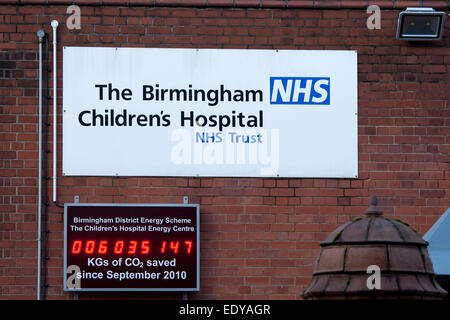 Le Birmingham Children's Hospital signe, West Midlands, England, UK Banque D'Images