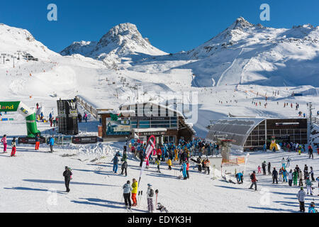 La région de sports d'hiver, Silvretta Arena Idalp, Ischgl, Paznauntal, Tyrol, Autriche Banque D'Images