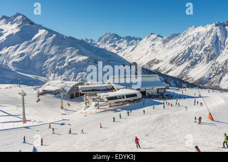 Flimjochbahn Idjochbahn et région, de sports d'hiver, Silvretta Arena Idalp, Ischgl, Paznauntal, Tyrol, Autriche Banque D'Images