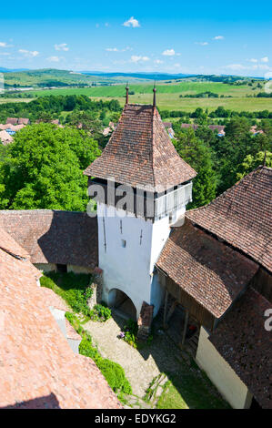 L'église saxonne fortifiée, UNESCO World Heritage Site, Viscri, Roumanie Banque D'Images