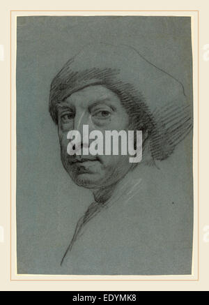 Jonathan Richardson, Soeur,français, (1665-1745), Autoportrait portant un turban, 1728, craie noire rehaussée de blanc Banque D'Images